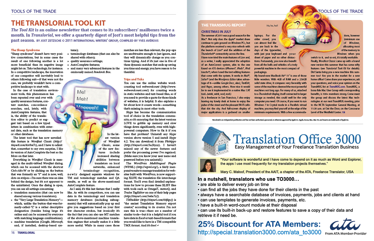 NCTA  Translorial translation journal publication Layout design prepress cover design illustrations copy editing