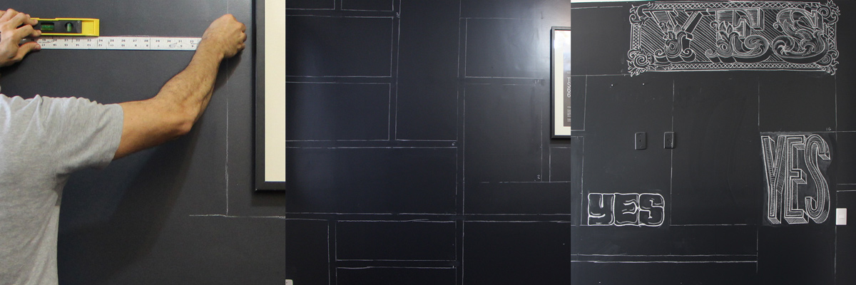 black & white chalk flourish handmade lettering Office ornamental Positive wall yes Mural