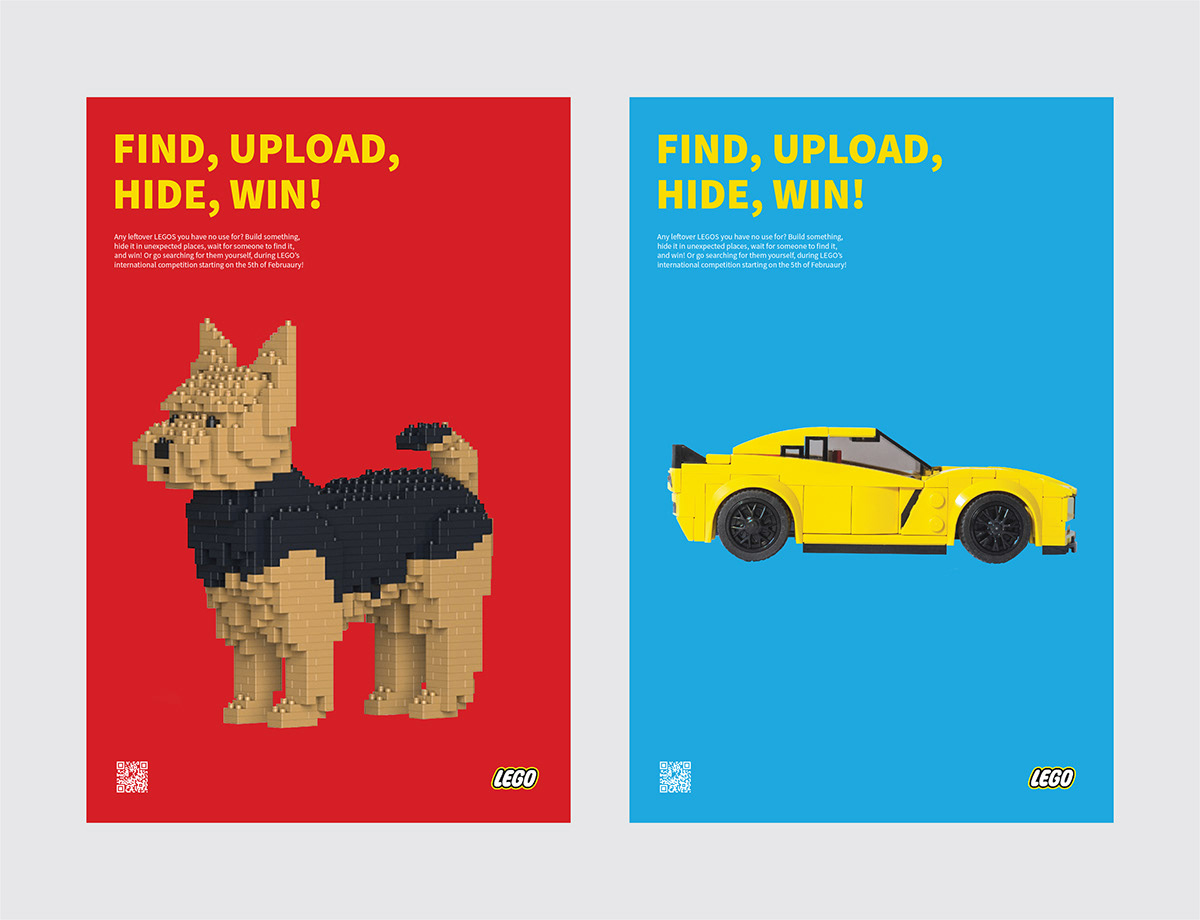 Advertising  application design Future Lions hide LEGO posters seek UI ux