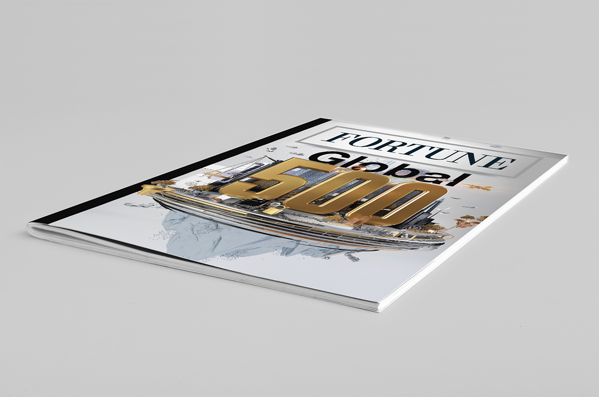 Global fortune magazine type 3D CGI Render artwork cover visual conceptual