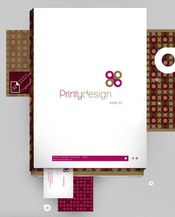 printydesign Poster Design Corporate Identity grey colors pink poster business card busines card print
