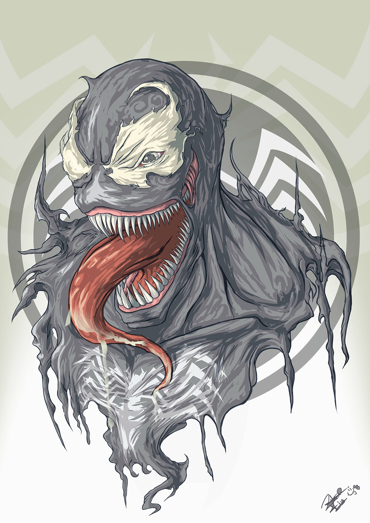 venom spiderman black grey