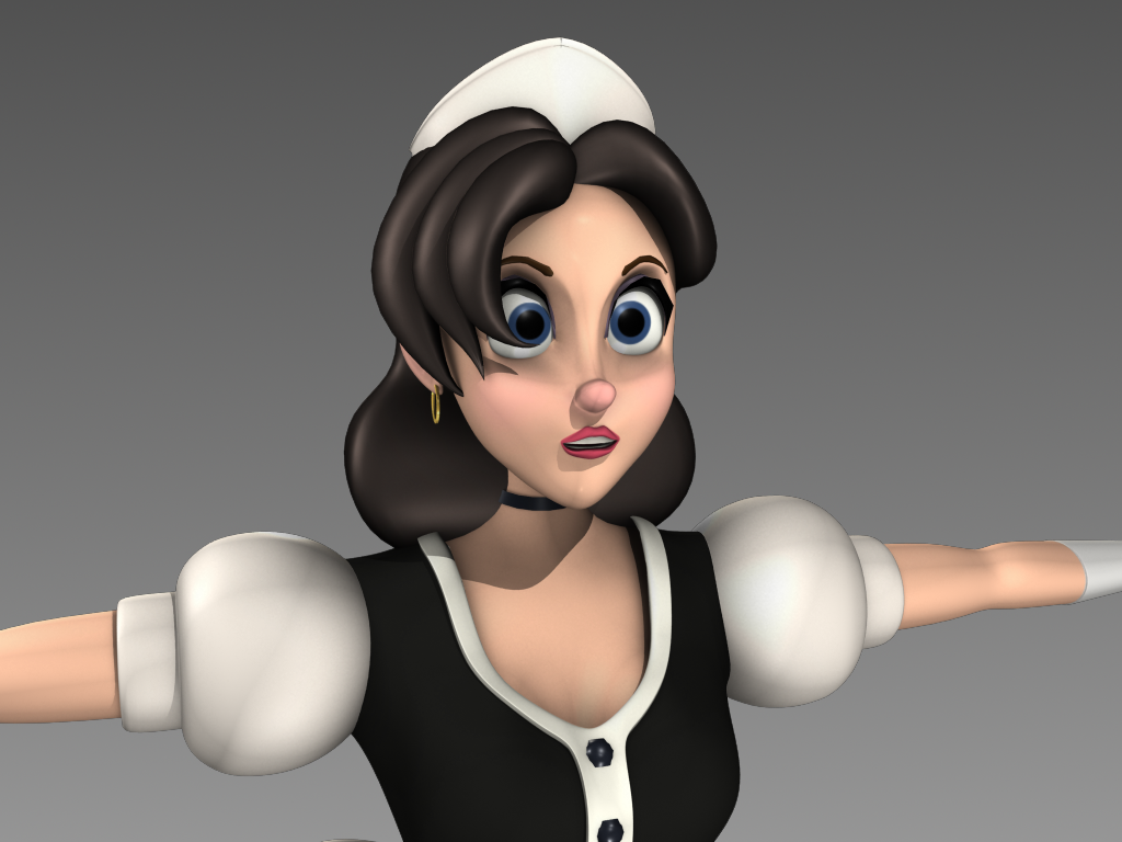 brian fisher  autodesk maya Maya french maid girl woman maid servant nanny rig model cartoon Young 3D Character