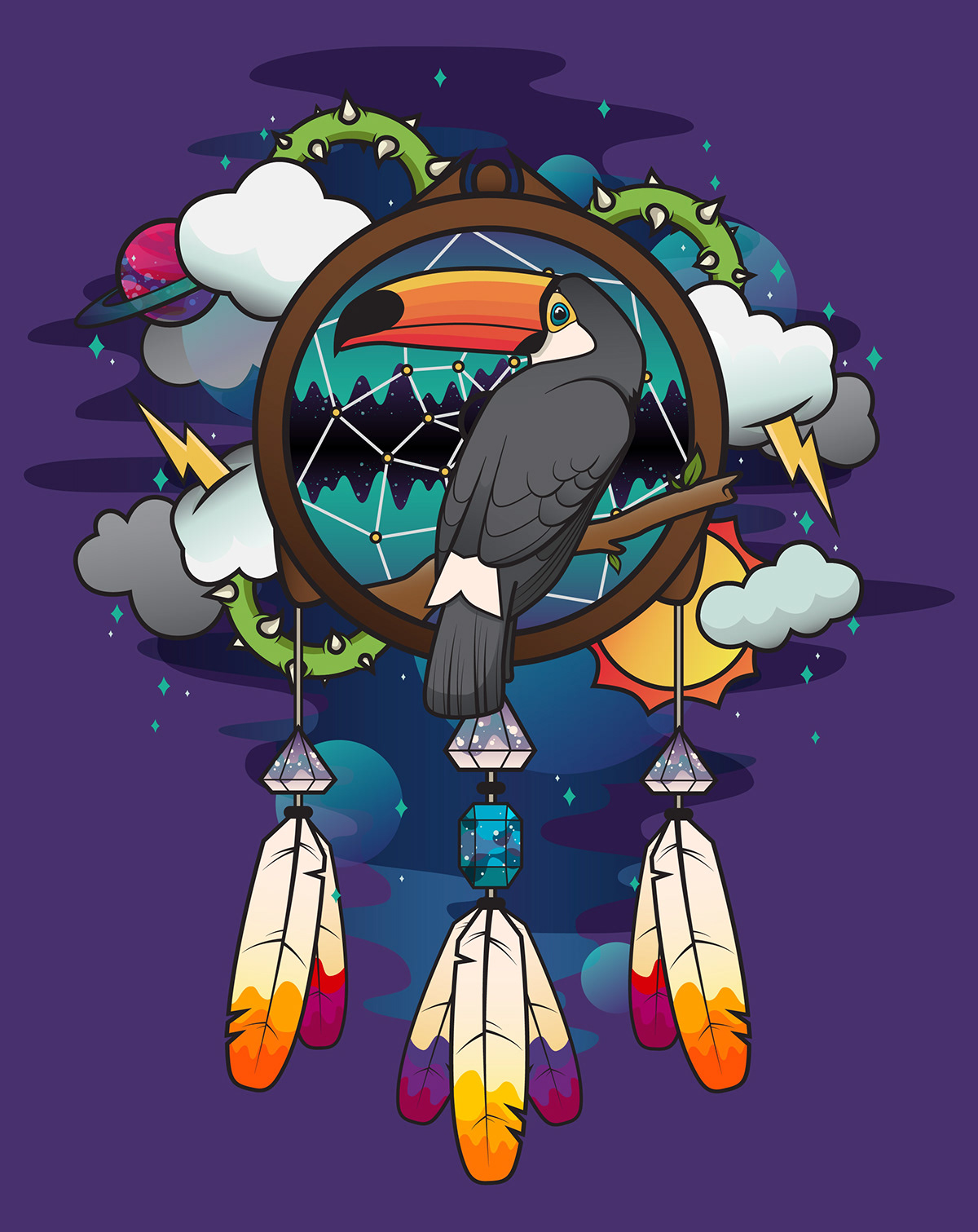 walking on a dream toucan poster Icon walrus portrait Personal Work vector