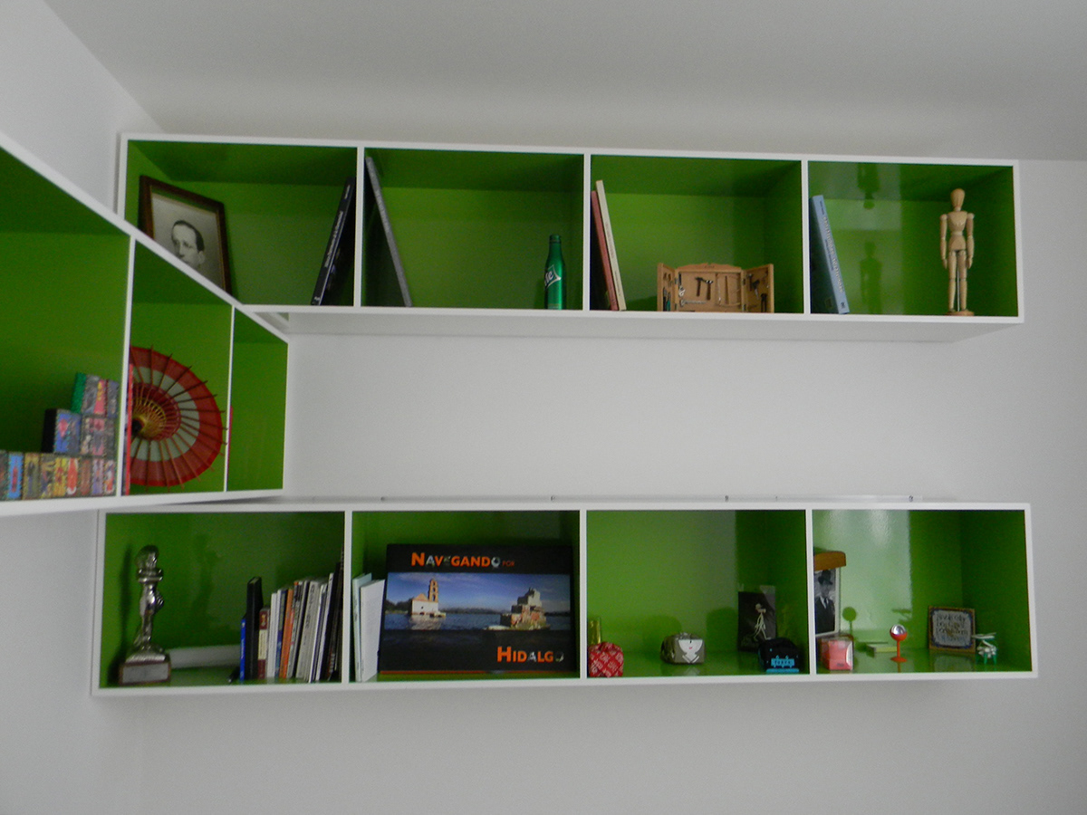 wood White green shelves