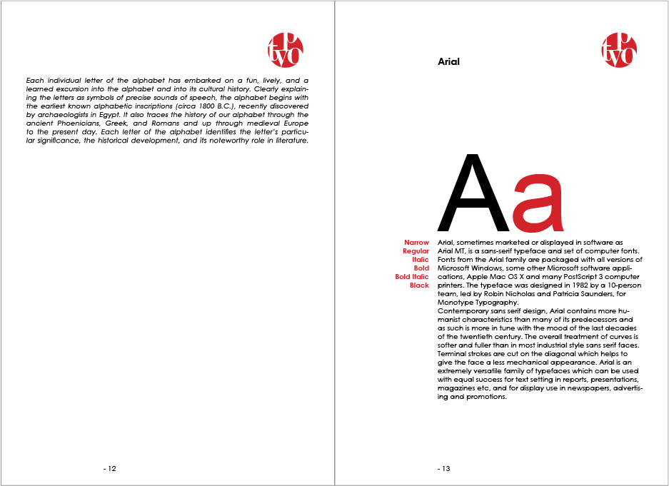 publication design Study on Typography grids layouts
