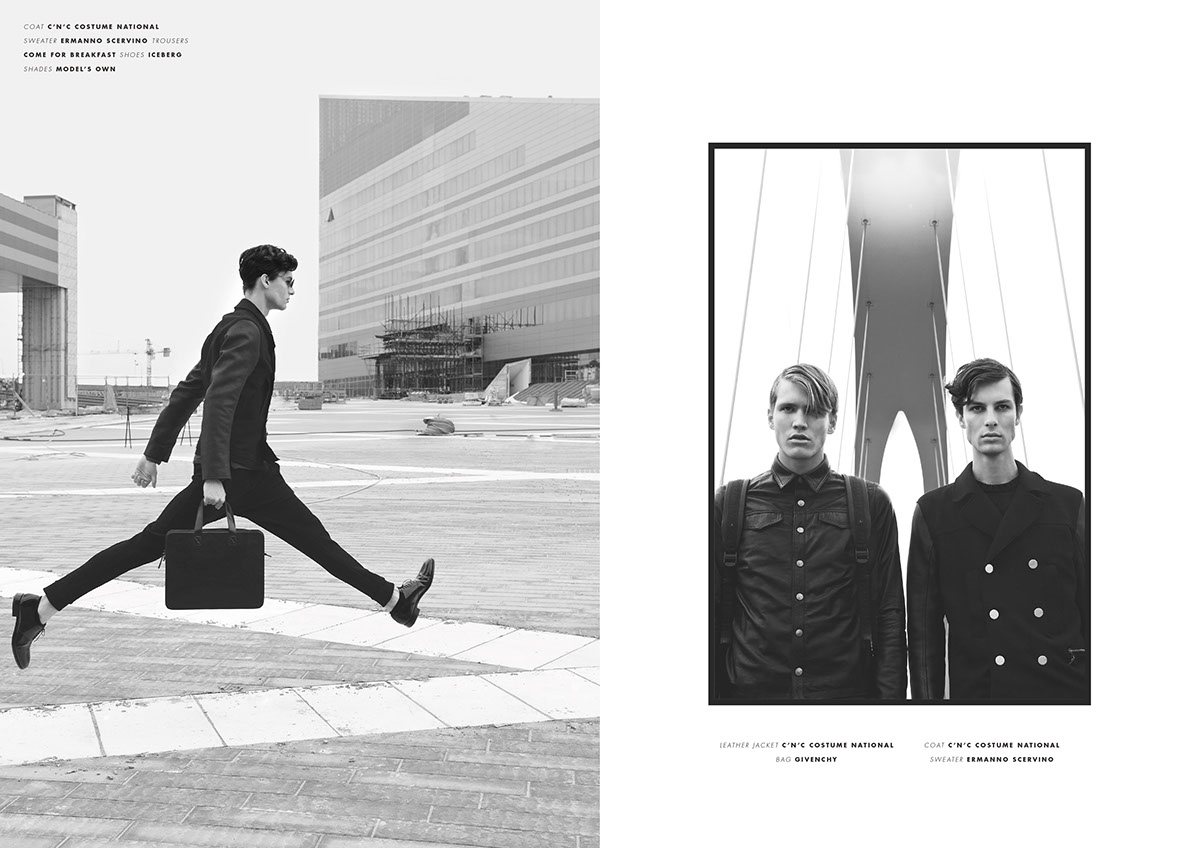 minimal geometry black and white editorial man fashion Europe milan Fashionisto Man Machine photo shooting book design graphic Layout