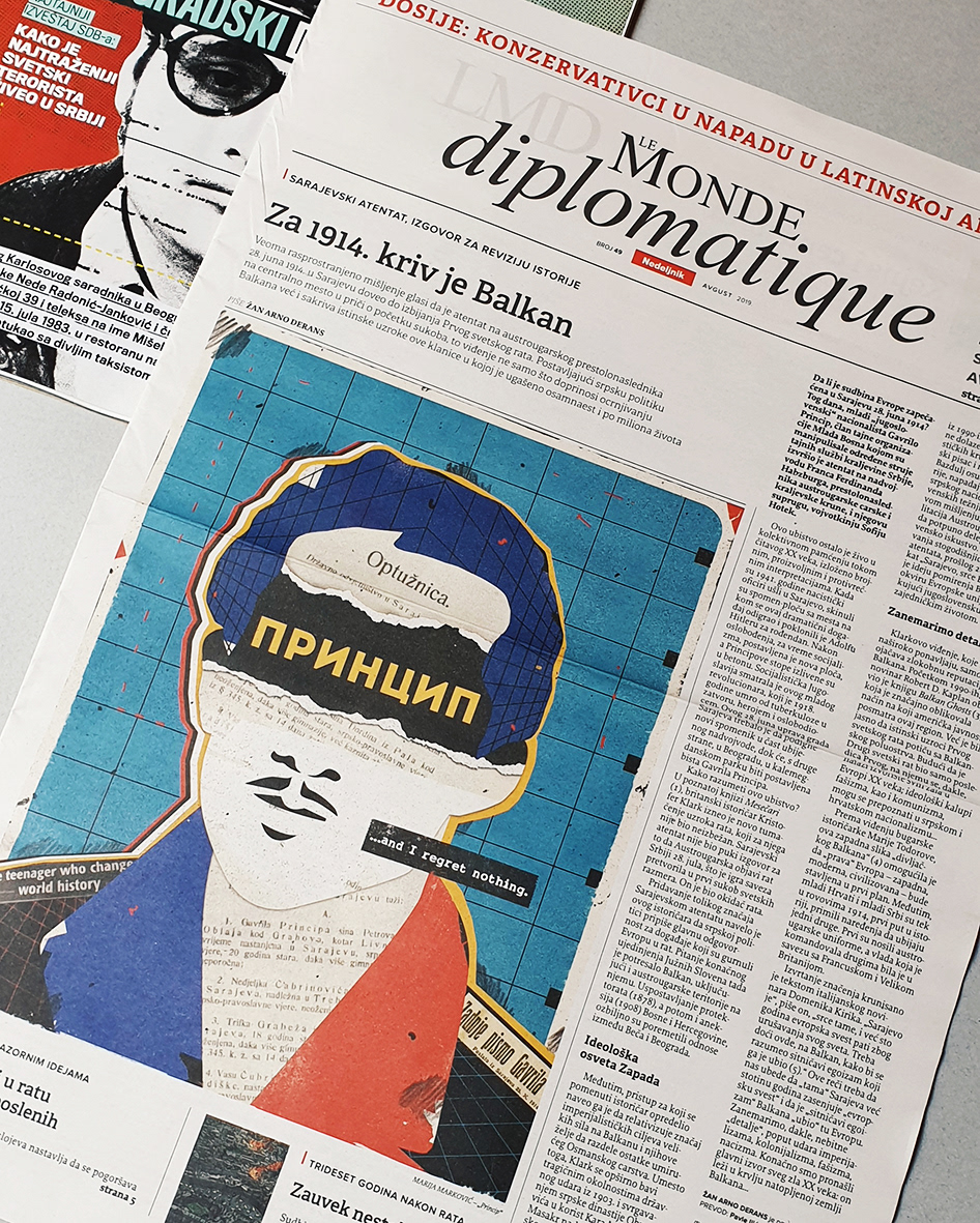 Gavrilo Princip Princip marija markovic magazine Magazine illustration Le Monde Diplomatique Serbia graphic design 