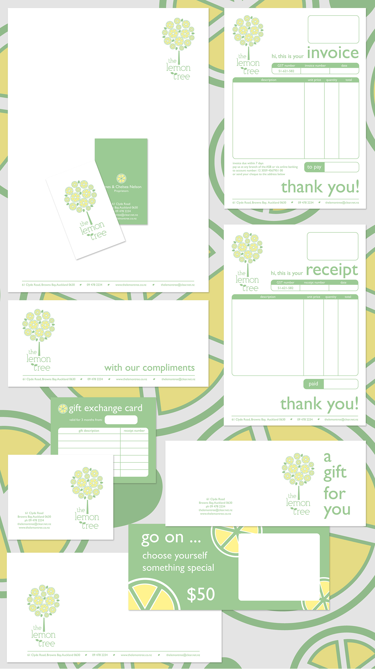 lemon lemon tree Gift Shop Logo Design gift certificate Stationery