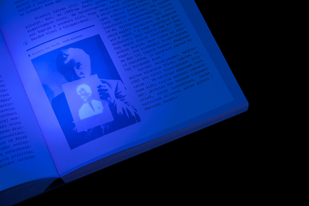 book UV fluorescent petőfi special ink Indigo blue open spine spine binding