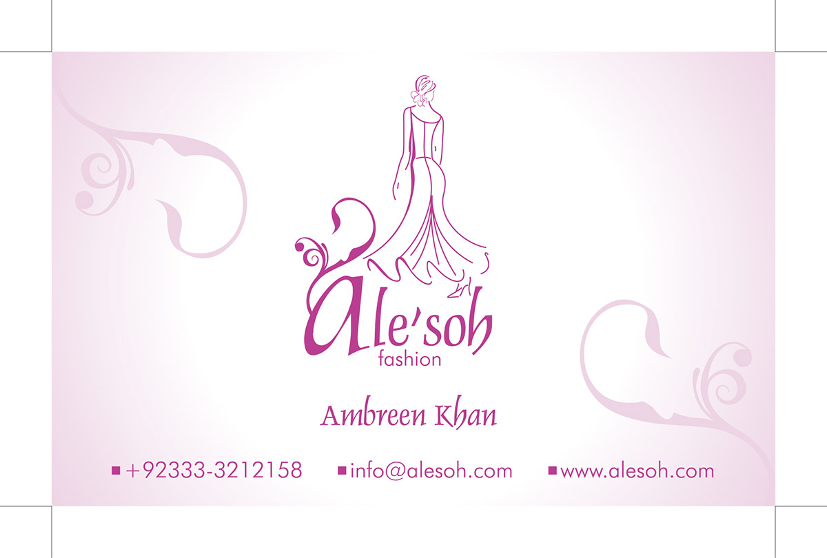 Alesoh fashion boutique visiting card logo western dresses women ladies bridal lifestyle cloth