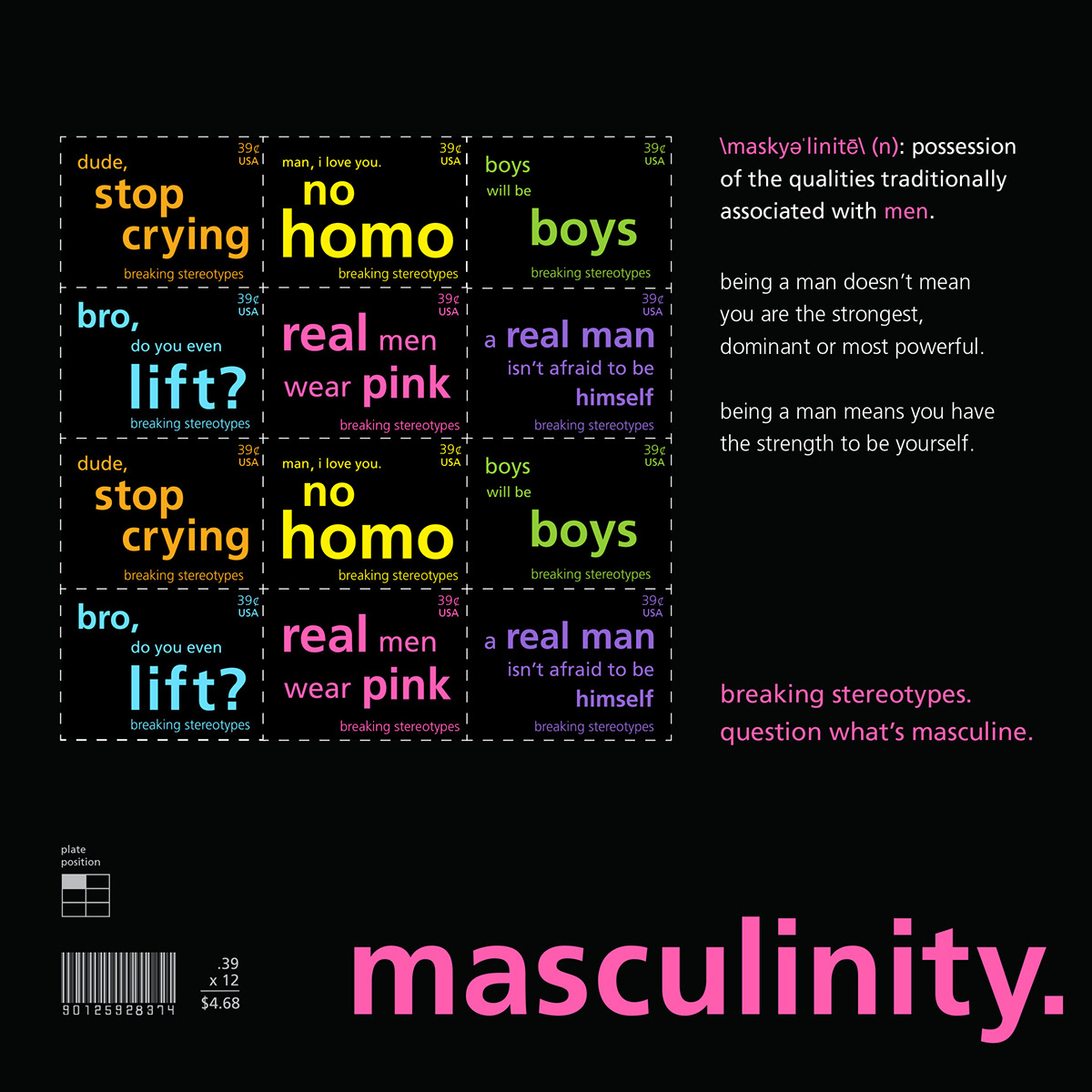 stamps masculinity masculine redefine commemorative stamps No homo bro lift male boy Postage