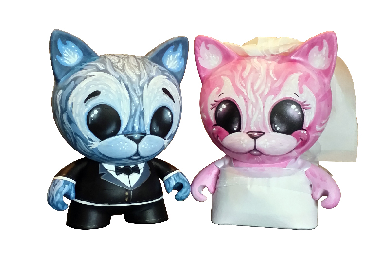 Trikky vinyl toy commission Kidrobot vinyl figures cats Just Married marriage designer toys
