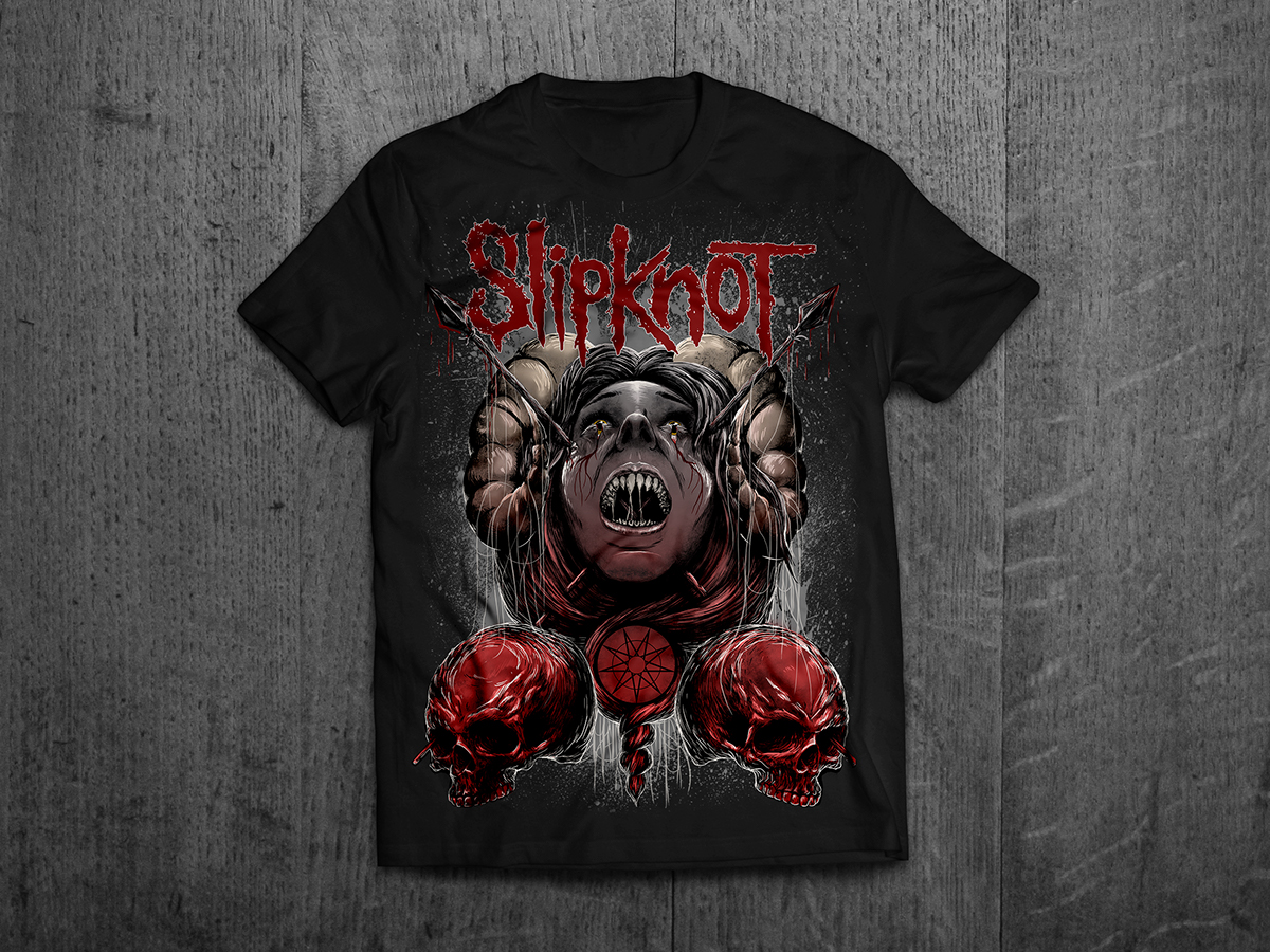 shirt contest slipknot metal brutal skull horns blood black gray red