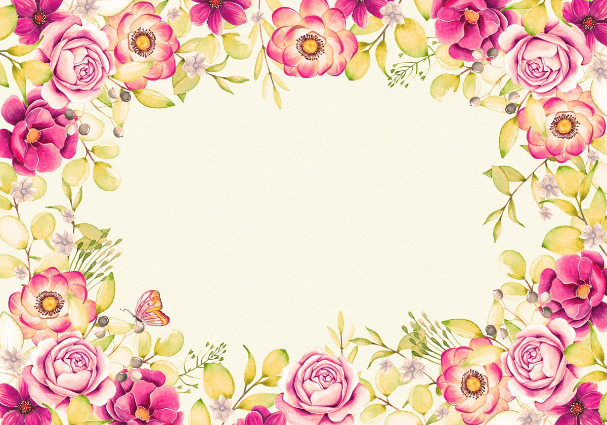Colorful background with watercolor flowers on Behance