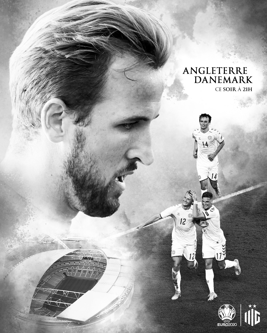 danemark england EURO 2020 football poster