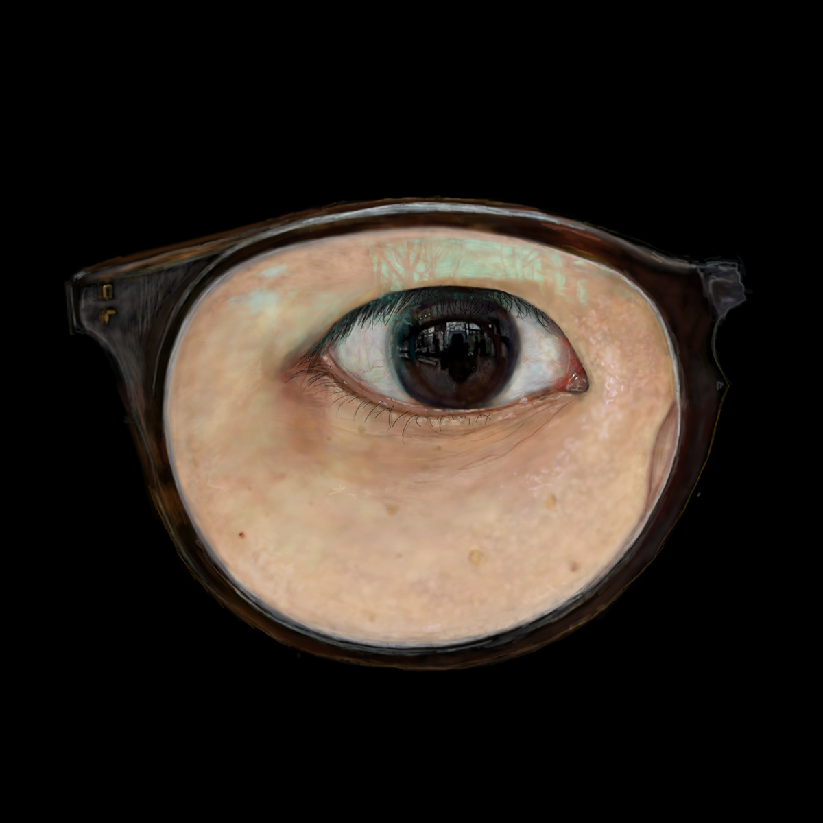 eye digital painting photoshop Realism glasses frames reflection Digital Art  people
