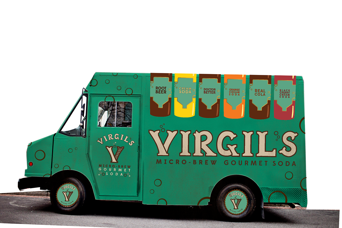 Virgils gourmet soda Rebrand CCAD rustic pop drink beverage virgil root beer Cream Soda brew