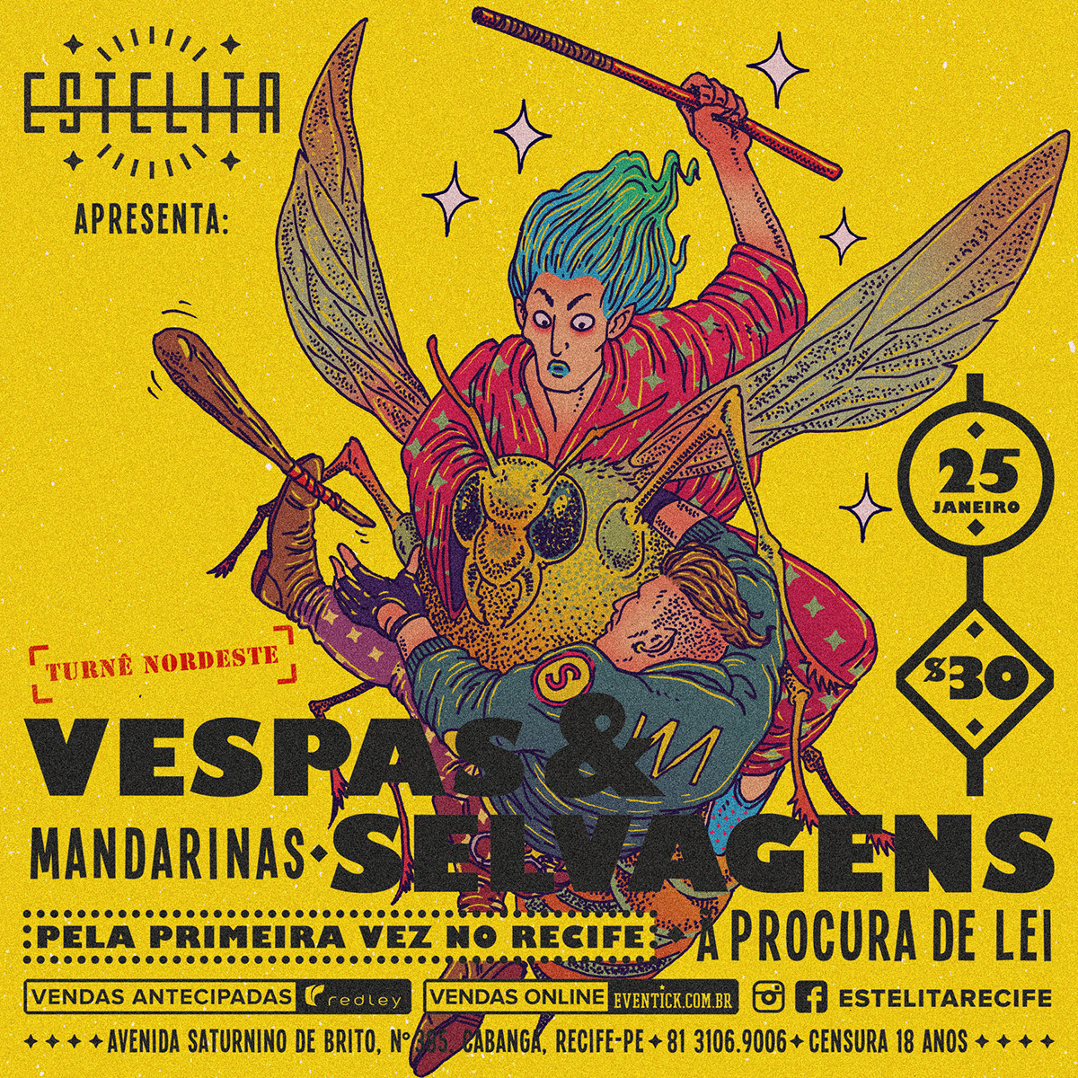 vespas mandarinas Selvagens Procura  de lei poster art musica recife Caramurú Baumgartner designer ilustrador underground pernambuco Brasil