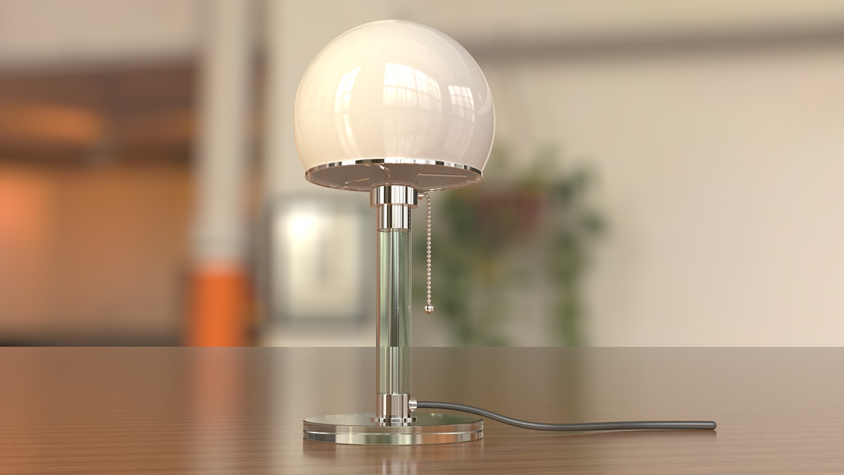 3D bauhaus lampe product design  releitura Render Rhino table lampe Wilhelm Wagenfeld