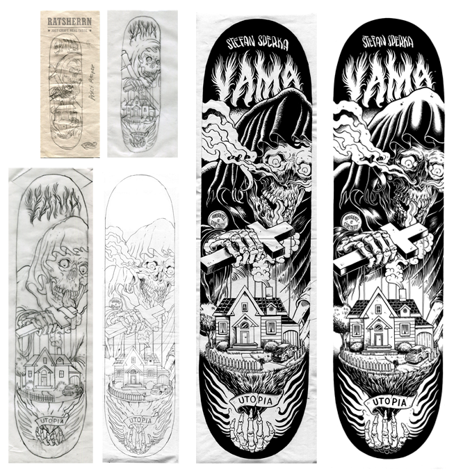 blacklinez yama yama skateboards SKATEBOARD DESIGN Skateboard Graphic