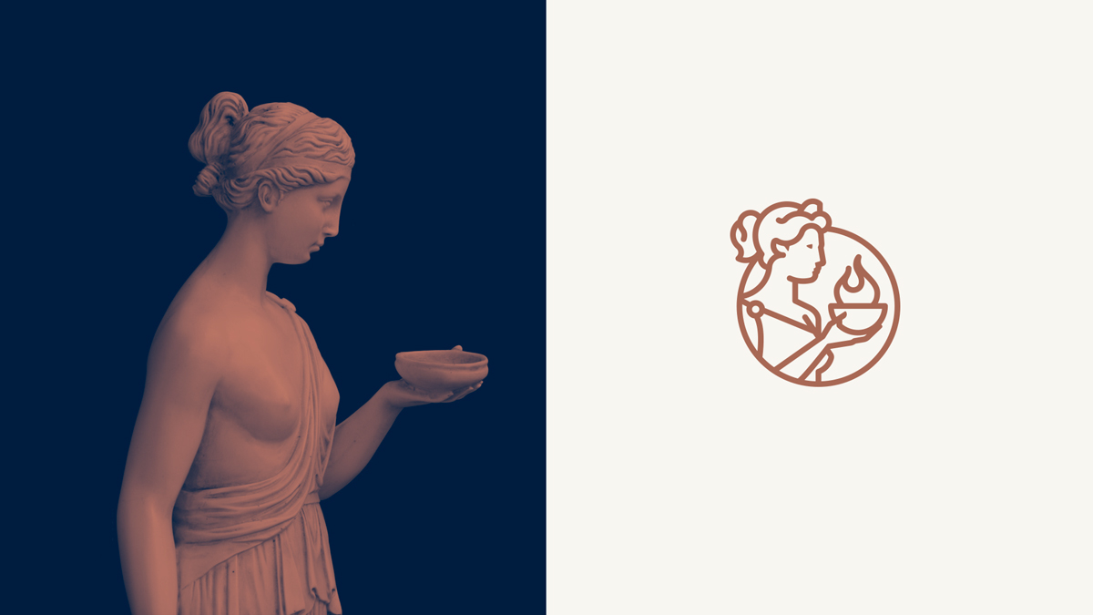 mithology print identity Vesta Hestia goddess roman greek insurance capital