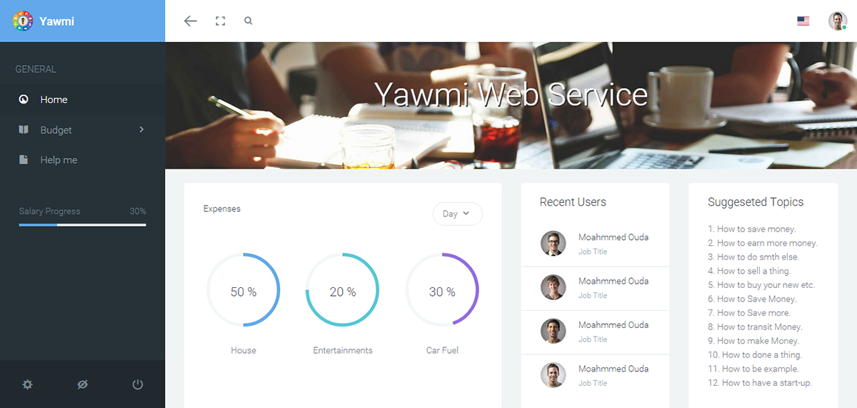demo Yawmi Web codeigniter design HTML css JavaScript start-up