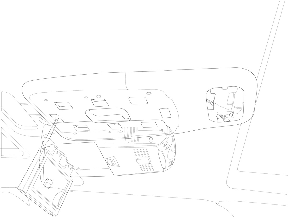 rendering photoshop Illustrator technical illustration technical coloring technical rendering Consul rendering cupholder rendering cupholder backseat Technical Drawings vector vector artwork Cars car interiors