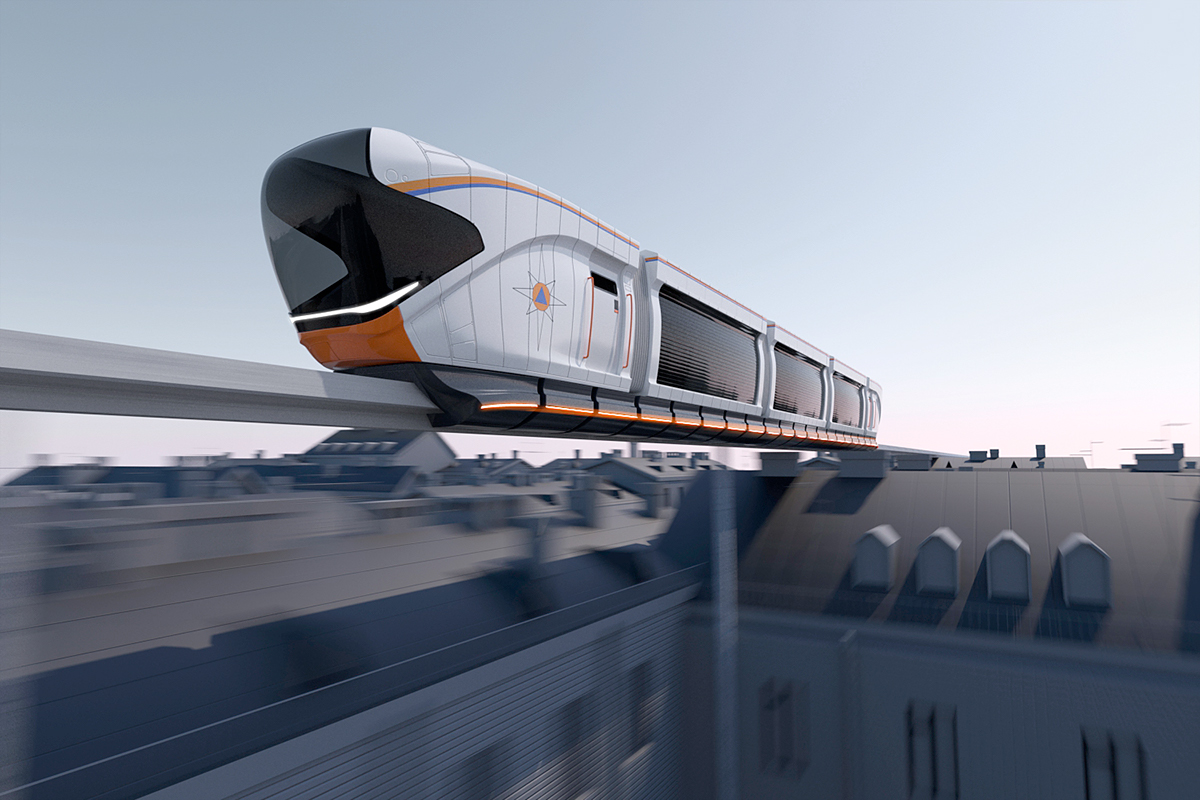 train design industrial rescue sercvice segway monorail roofs city 3D CG 3dmax Render