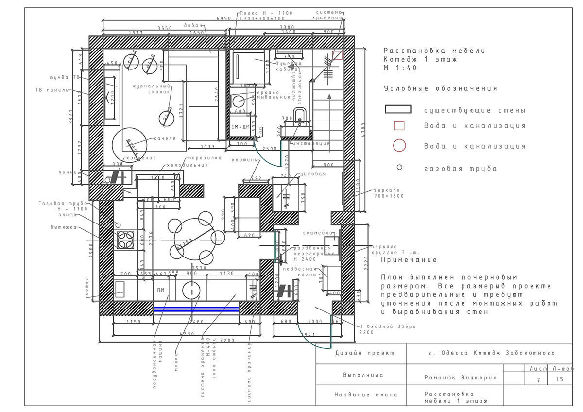 Планировочное решение для 2х этажного коттеджа. Пристроена кухня и прихожая.