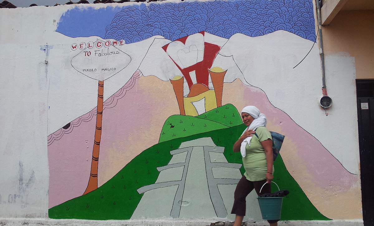 Mural Cholula mexico pueblomagico protest piramide art colors McDonalds