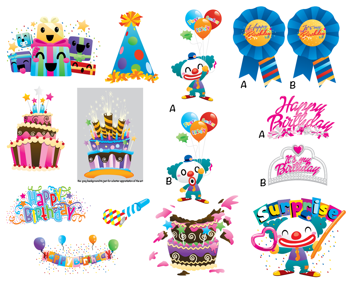 stickers app Birthday vector clown party