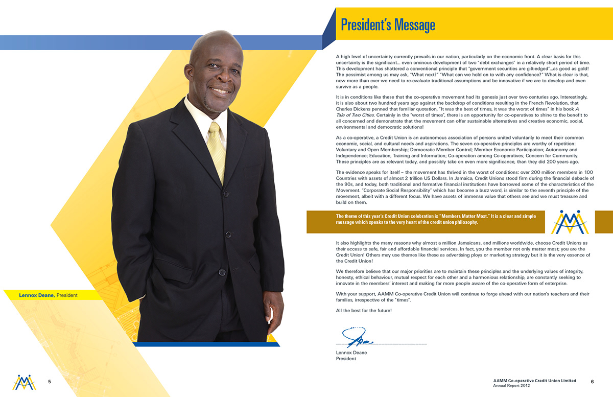 AAMM credit union annual report Layout editorial