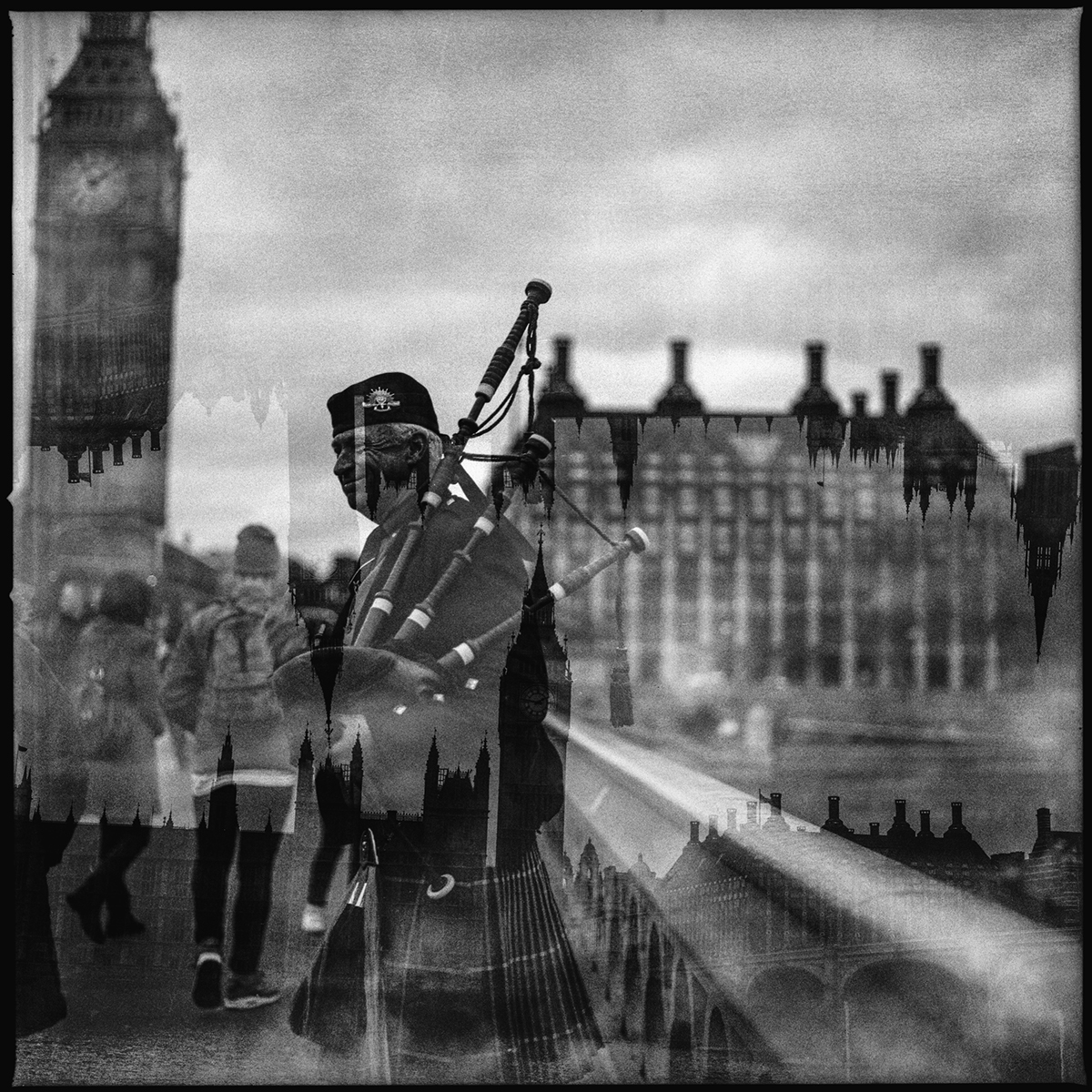 film photography analog traditional 120mm medium format black and white double exposure negative