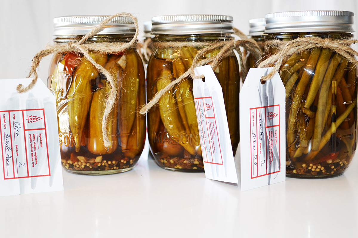 pickles Food  Christmas label design tags product tags jars gift gifts mason jars Holiday