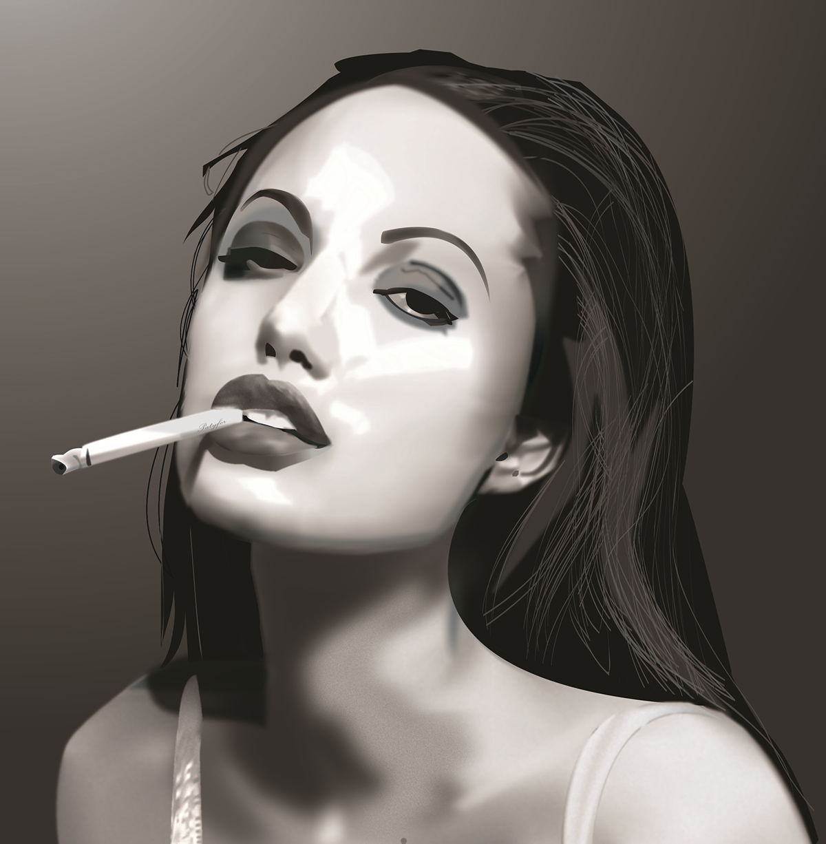 Angelina Jolie portrait vector mesh blackandwhite angelina Illustrator