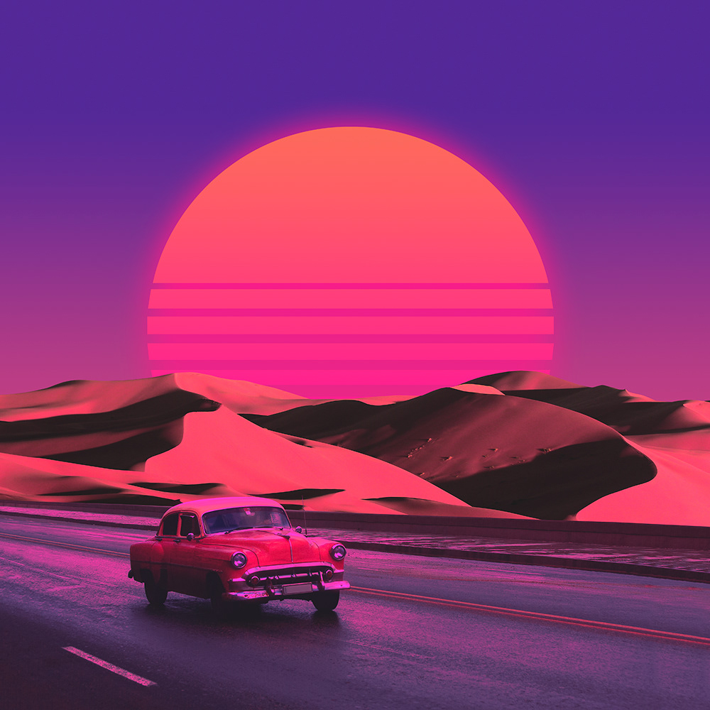 adobe aesthetic classic car danner orozco desert neon photoshop Sun vaporwave yagedan