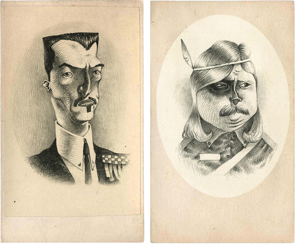 soldiers illustrated pencil portrait
