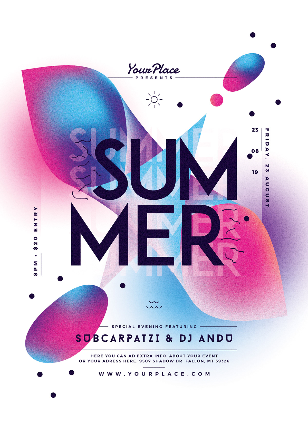 summer Sun creative abstract modern flyer poster template Event summer flyer