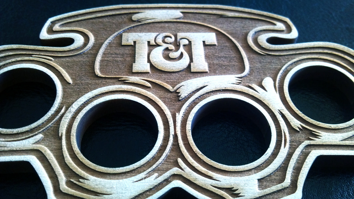 wood wood etchings etchings art T&T Knuckles Brass Knuckles awesome ringling student laser wood crave