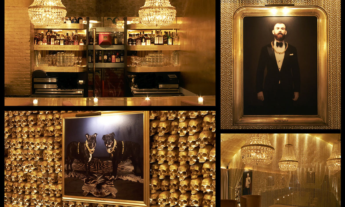Mpire Goldbar Moon Mehta Scott Buckets nyc lounge restaurant nolita skulls Interior Installation media outreach
