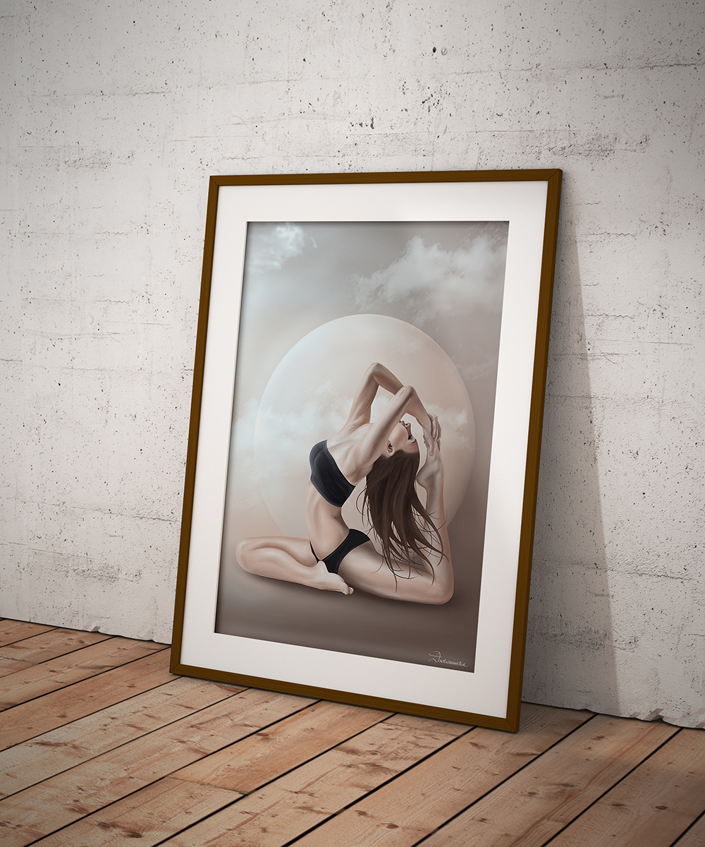 digital painting Yoga eka pada rajakapotasana Rajakapotasana asana Sun Digital Art  painting  