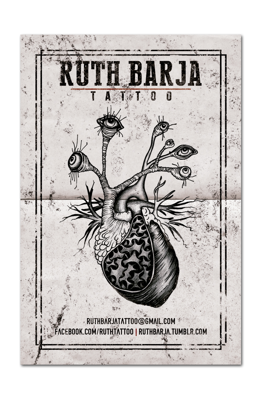 ruth barja ruth barja tattoo poster tattoo NOISE ARMADA card visit card vintage Retro grunge scratch draw