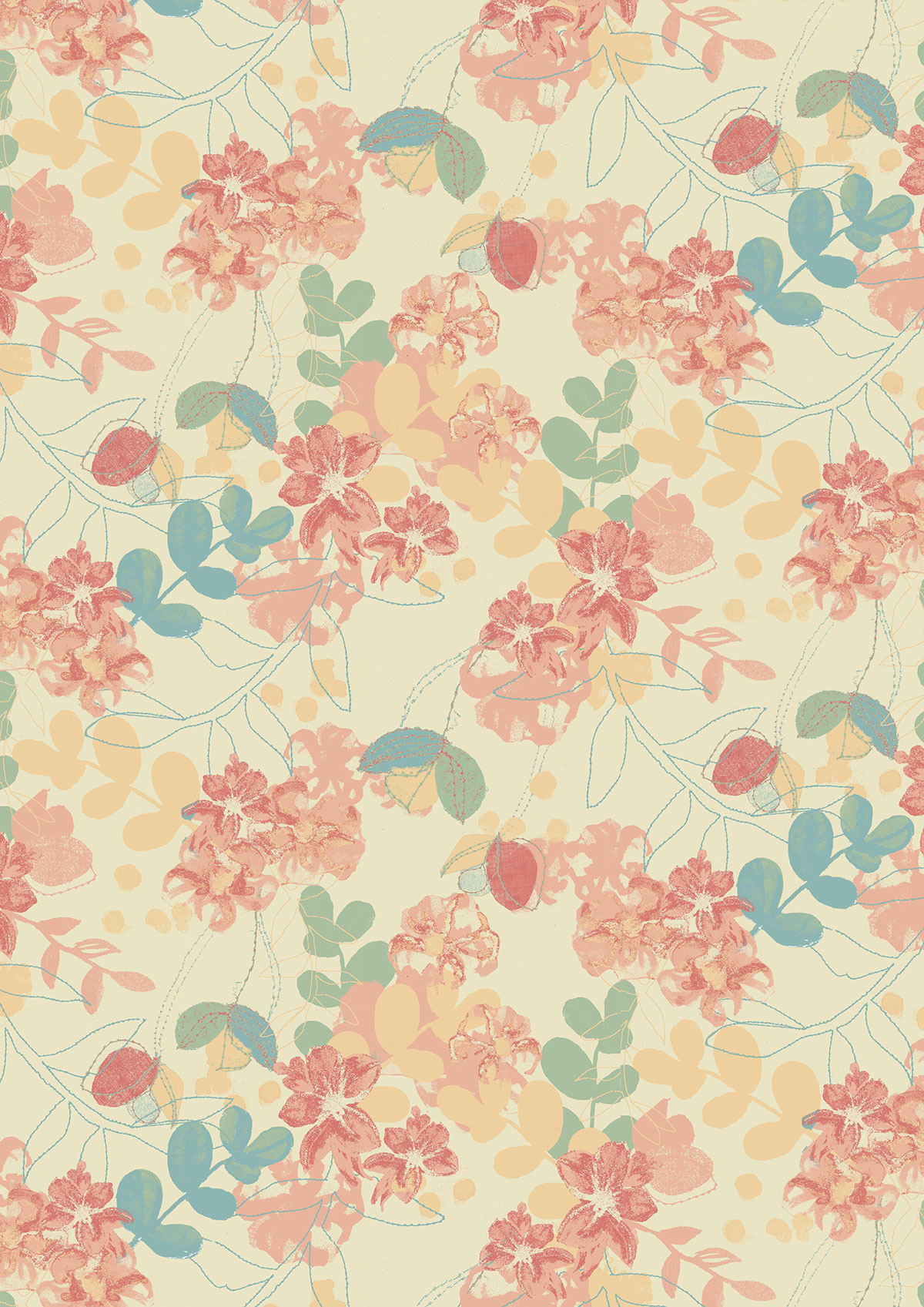 gift wrap  gift bag  pattern  florals  stitch  Leaves