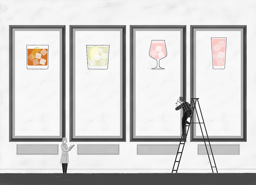 Adobe Portfolio ILLUSTRATION  illustrations cocktails bar menu characters Campari milan