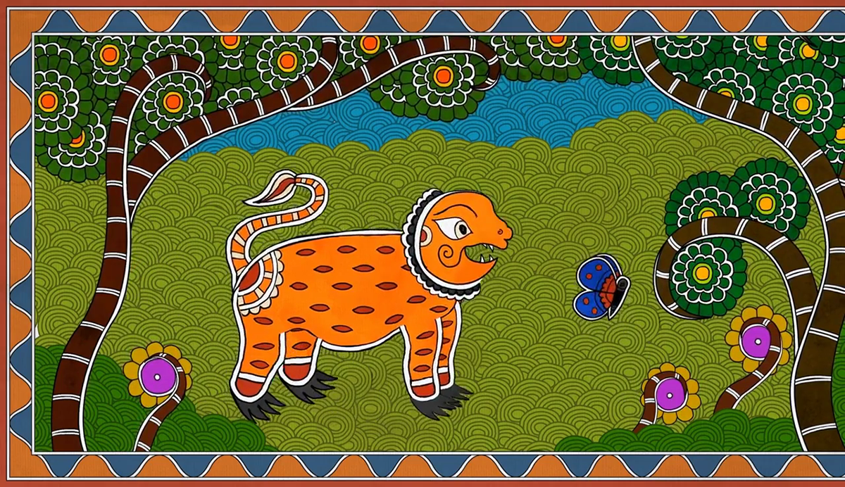 folktales of india folktales animation  madhubani mithila   ILLUSTRATION  India Uttarpradesh  lion's wedding jungle