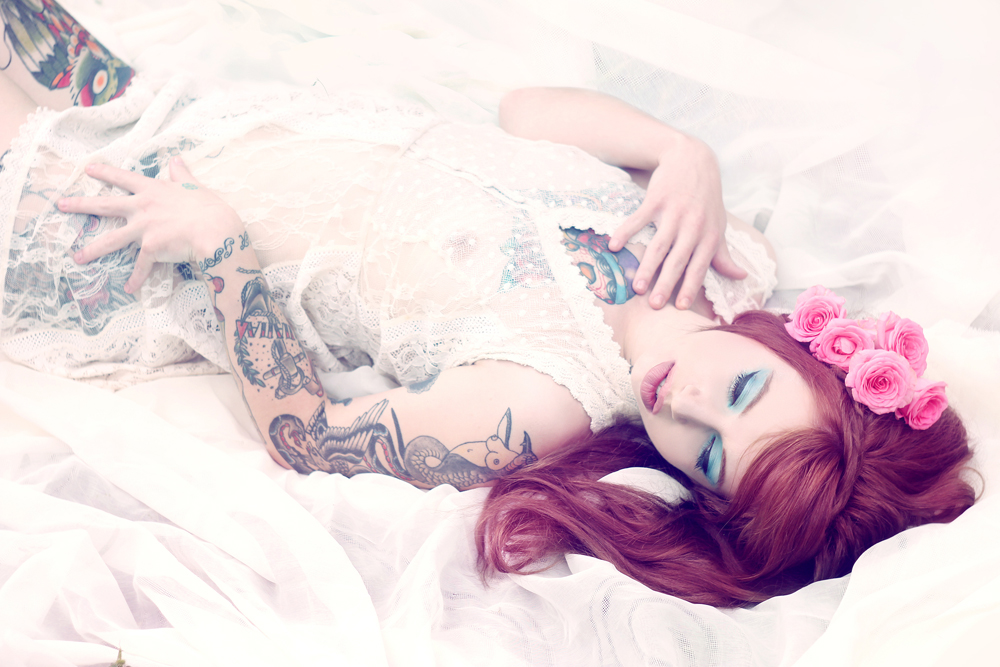 tattoos girl lace Flowers rose hair