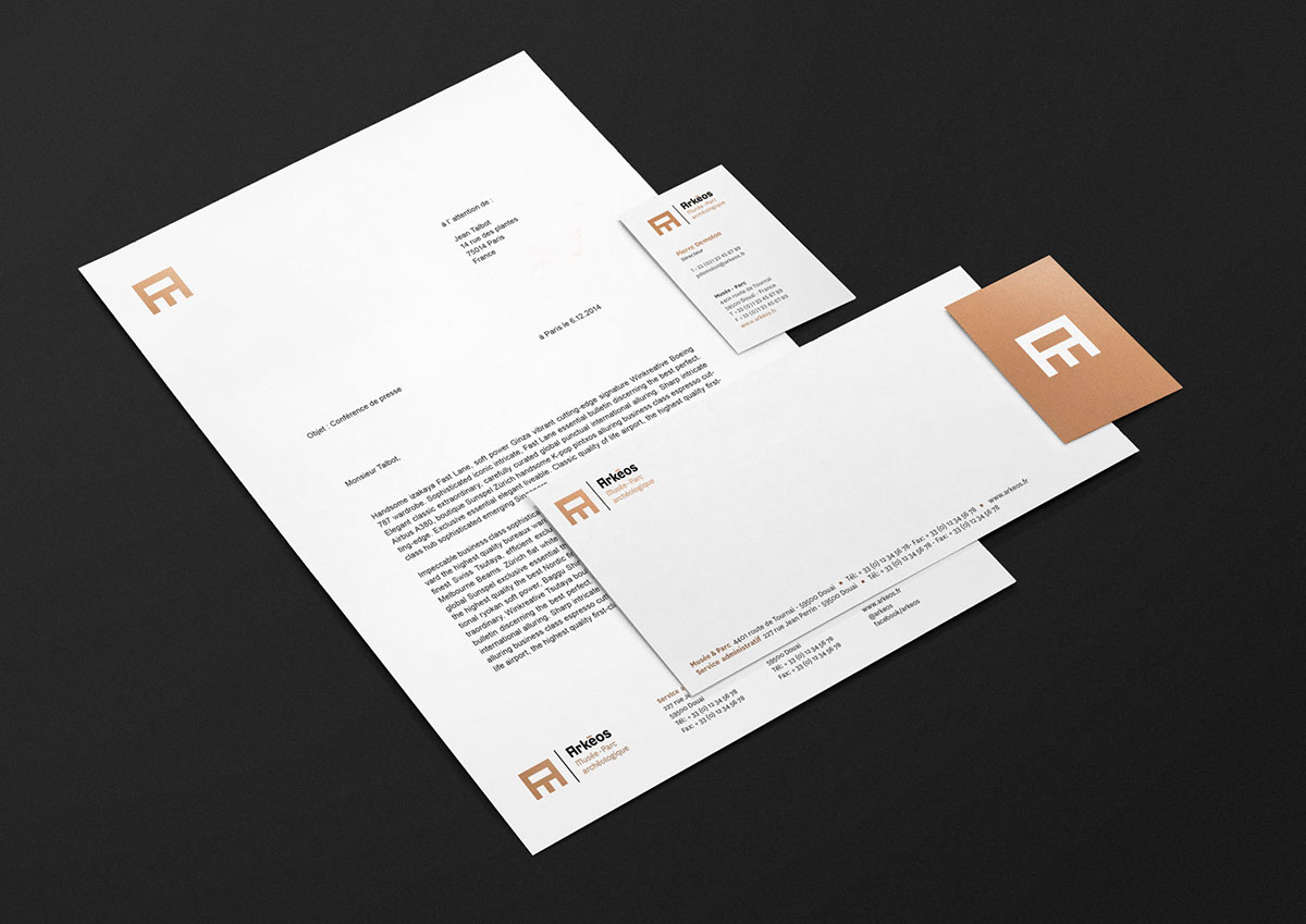 Arkéos logo museum archeology Archeologie identity print editorial graphic guidelines