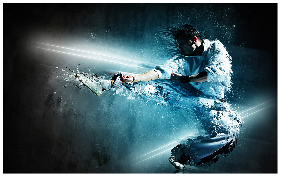 resetblue kick up sport karate digital effect light graphic