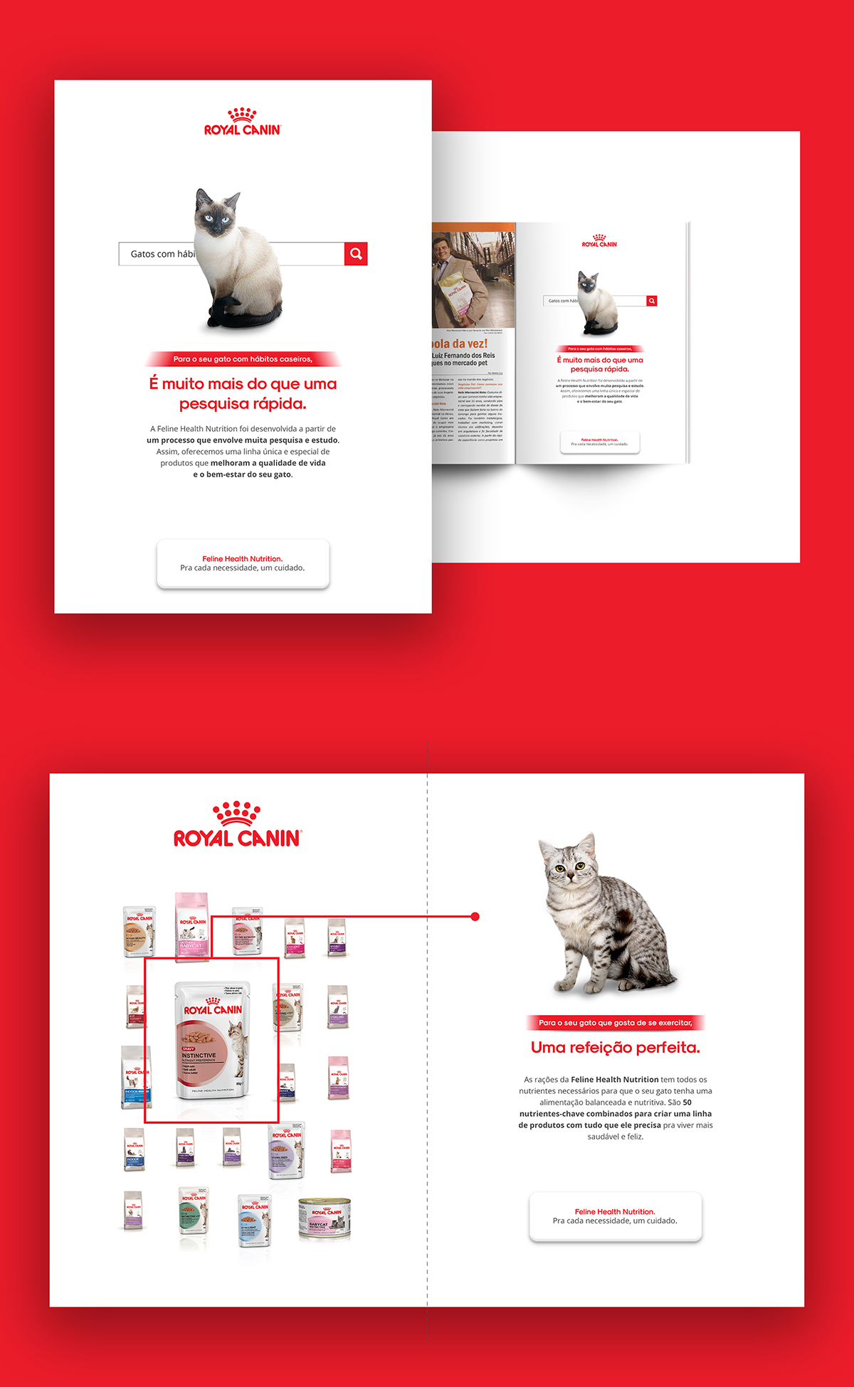 Cat Food  premium nutrition Stand Advertising  vr Royal Canin feline health nutrition red
